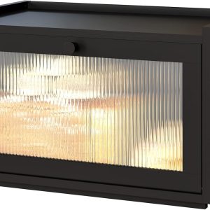 Large Bread Box for Kitchen Counter, Black Bamboo Bread Storage Container with Wavy Arcylic Transparent Door, Bamboo Wooden Farmhouse Bread Box for Your House